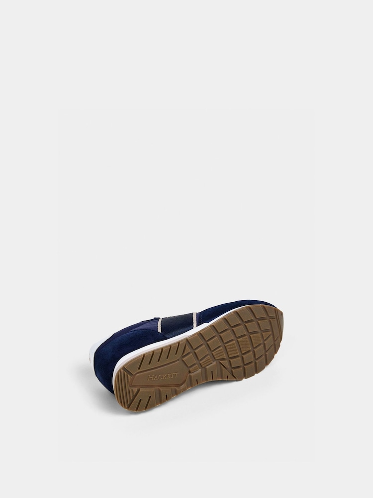Hackett Blue Keston Symbol Leather And Suede Trainers - Image 6 of 6