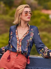 Joe Browns Blue Festival Fun Embroidered Top - Image 1 of 6