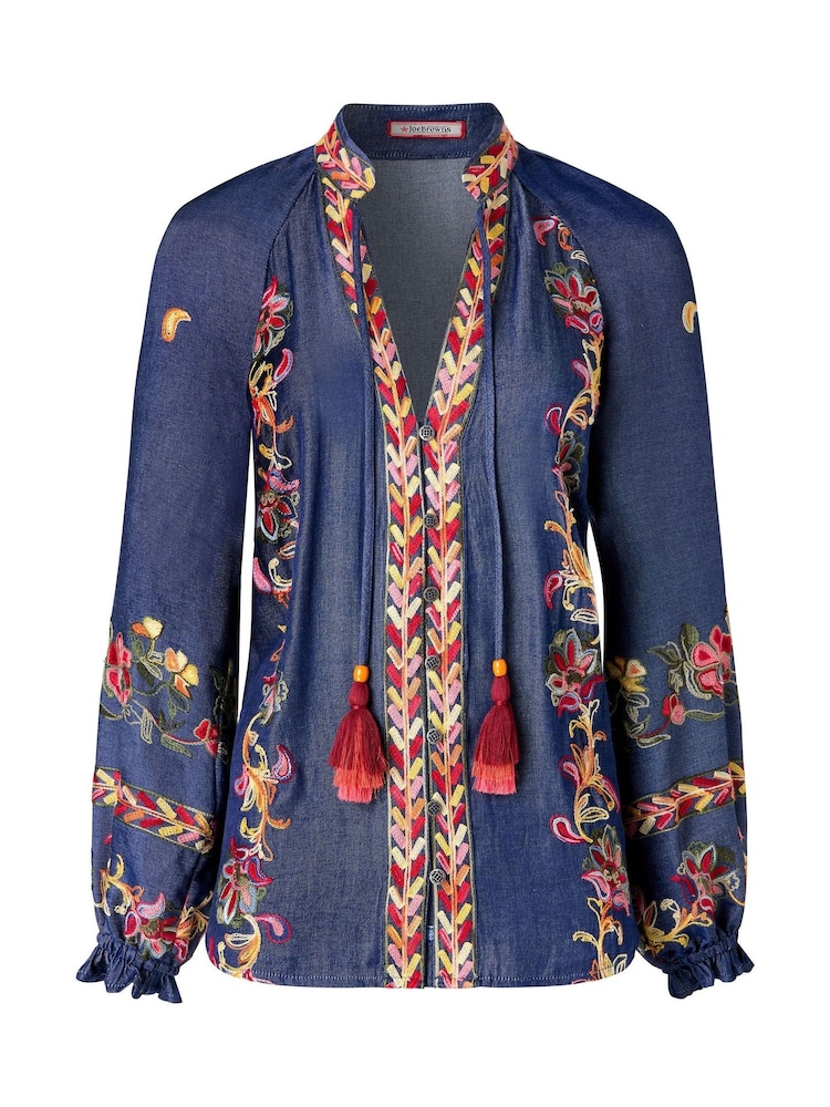 Joe Browns Blue Festival Fun Embroidered Top - Image 6 of 6 Joe Browns Blue Festival Fun Embroidered Top - Image 6 of 6