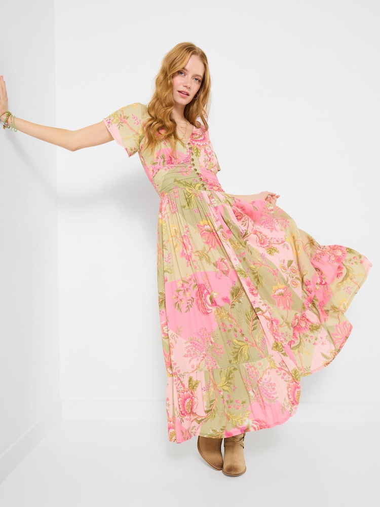 Joe Browns Green Prettiest Patchwork Print Dress - Image 2 of 6