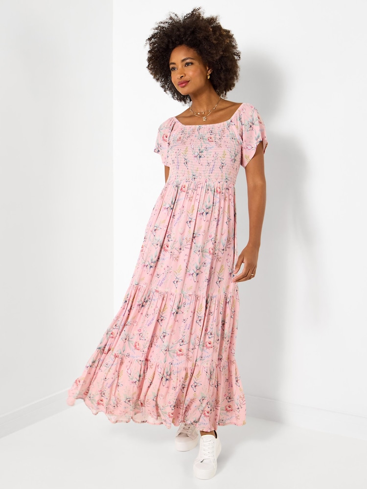 Joe Browns Pink Beautiful Butterfly Print Crinkle Dress - Image 1 of 5