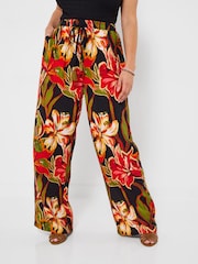 Joe Browns Black Paloma Printed Floral Wide Leg Trousers - Image 2 of 7