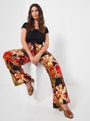 Joe Browns Black Paloma Printed Floral Wide Leg Trousers - Image 4 of 7