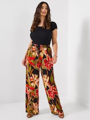 Joe Browns Black Paloma Printed Floral Wide Leg Trousers - Image 5 of 7