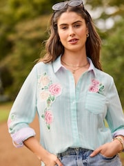 Joe Browns Blue Vintage Roses Applique Shirt - Image 1 of 7