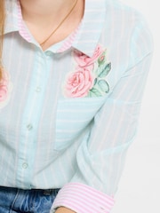 Joe Browns Blue Vintage Roses Applique Shirt - Image 6 of 7