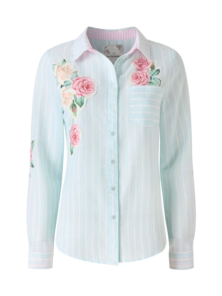 Joe Browns Blue Vintage Roses Applique Shirt - Image 7 of 7 Joe Browns Blue Vintage Roses Applique Shirt - Image 7 of 7