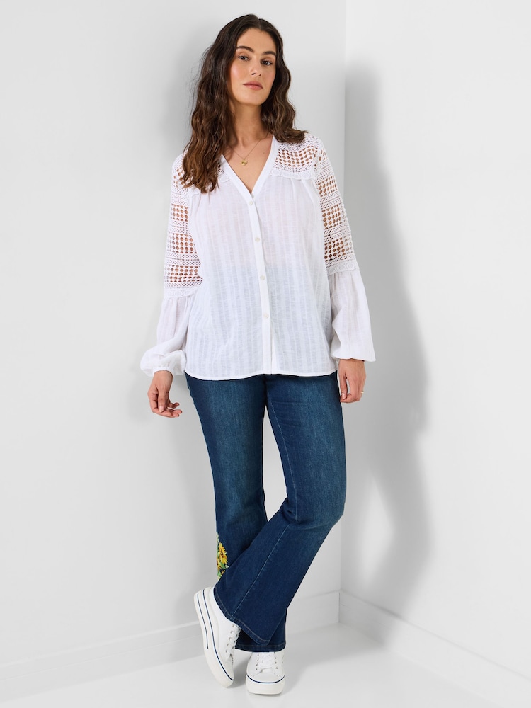 Joe Browns White Laura Linen Blend Blouse - Image 2 of 6