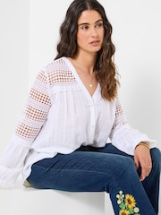 Joe Browns White Laura Linen Blend Blouse - Image 3 of 6