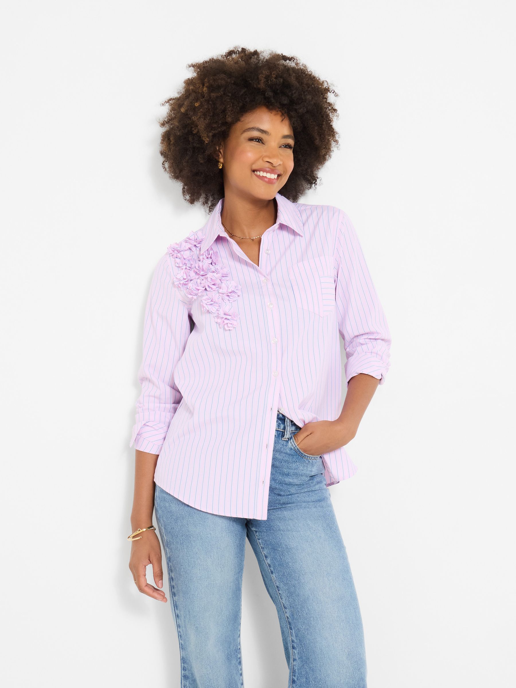 Joe Browns Women's Pink Fabulous Floral Stripe Shirt