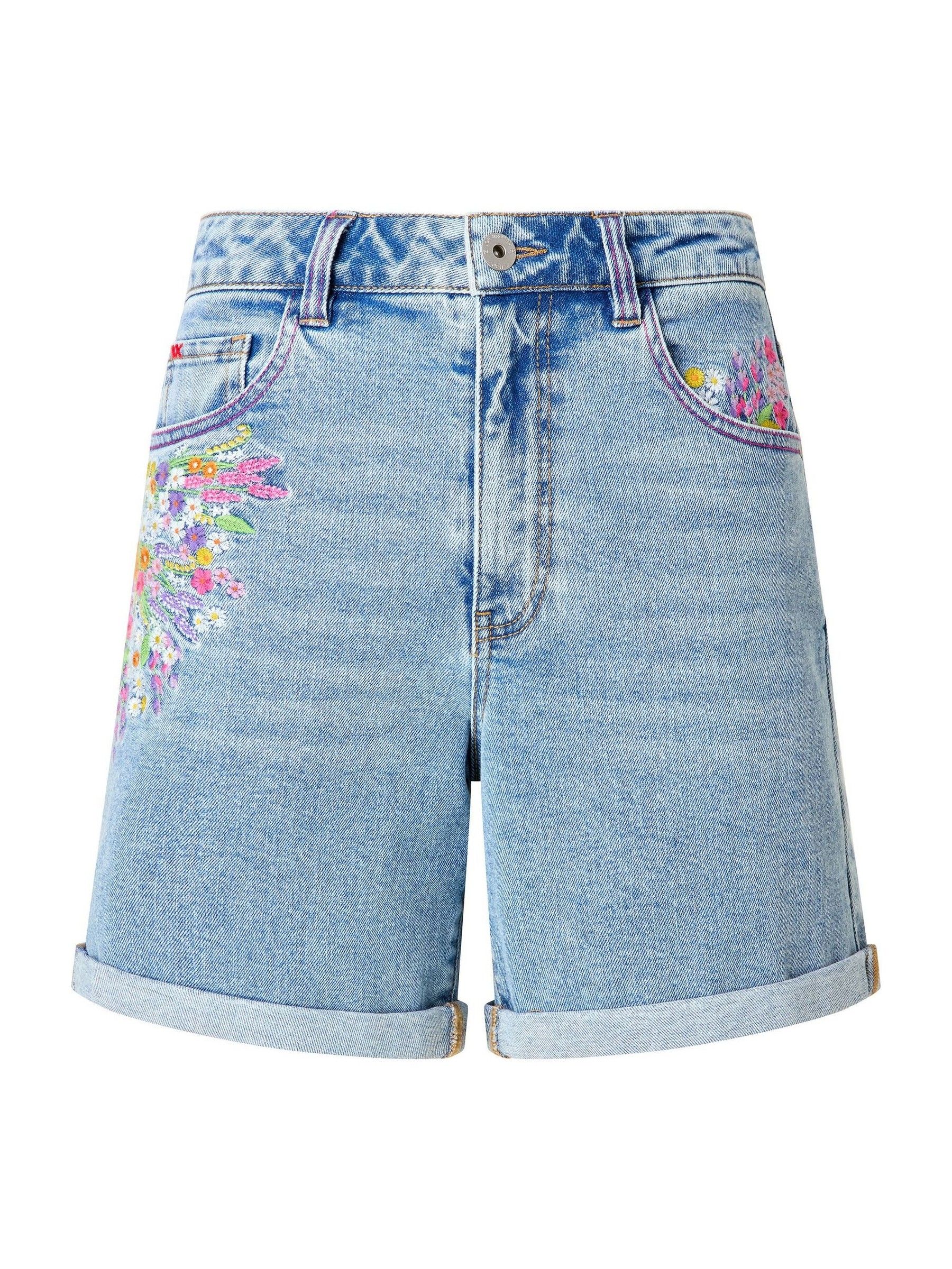 Buy Joe Browns Blue Spring Florals Embroidered Denim Shorts from