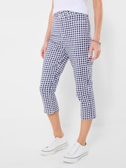 Joe Browns Blue Penelope Gingham Capri Trousers - Image 2 of 5