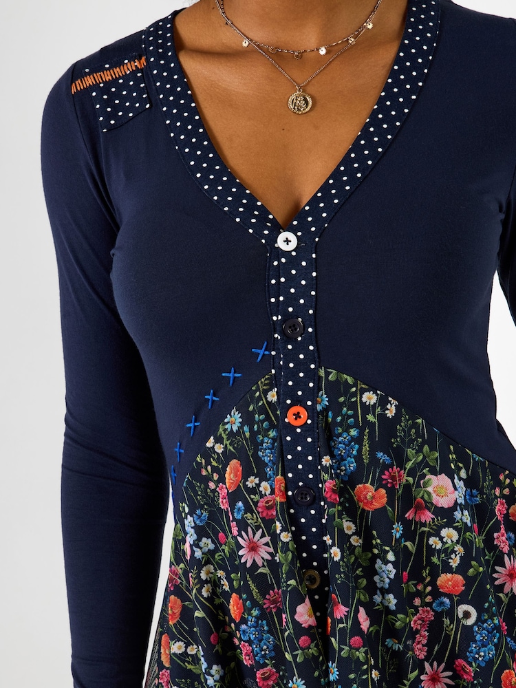 Joe Browns Pretty Florals Jersey Mesh Tunic Top - Imagen 2 de 5