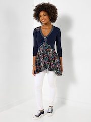 Joe Browns Pretty Florals Jersey Mesh Tunic Top - Imagen 3 de 5