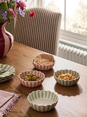 Set of 4 Pink/Green Scallop Stripe Stacking Nibble Bowls - Image 1 of 4