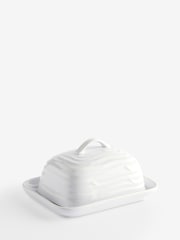 White Malvern Embossed Butter Dish - Image 1 of 1