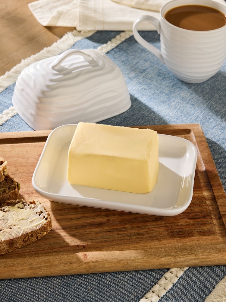 White Malvern Embossed Butter Dish - Image 2 of 4 White Malvern Embossed Butter Dish - Image 2 of 4