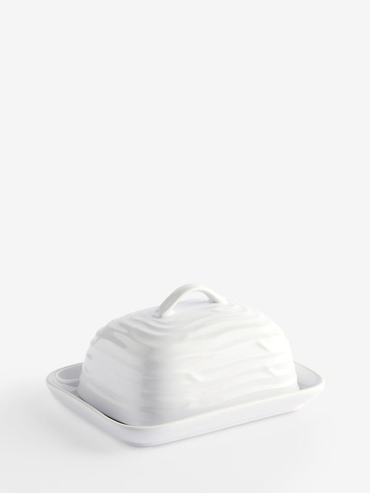 White Malvern Embossed Butter Dish - Image 4 of 4 White Malvern Embossed Butter Dish - Image 4 of 4