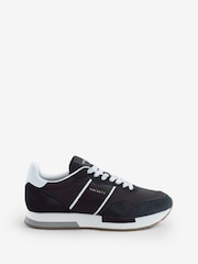 Hackett Black Keston Symbol Leather And Suede Trainers - Image 1 of 6