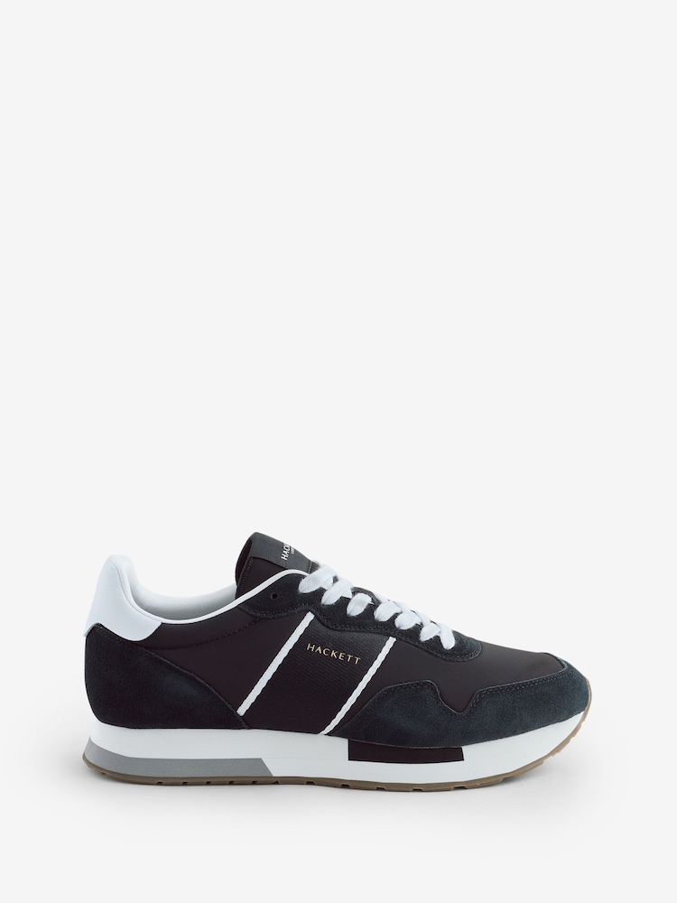 Hackett Black Keston Symbol Leather And Suede Trainers - Image 1 of 6