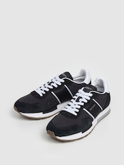 Hackett Black Keston Symbol Leather And Suede Trainers - Image 2 of 6