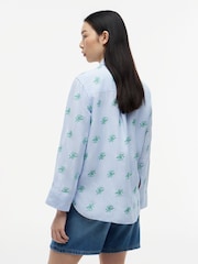 Tommy Hilfiger Blue Logo Embroidery Linen Blend Shirt - Image 2 of 4