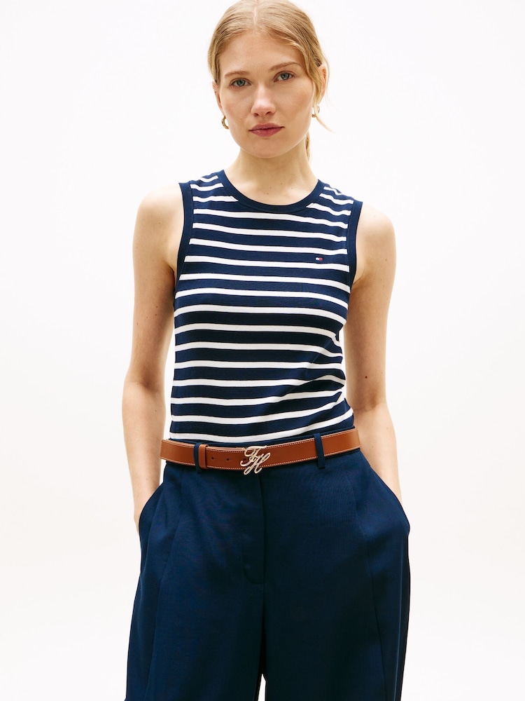 Tommy Hilfiger Blue Slim Crew Neck Tank Top - Image 1 of 5