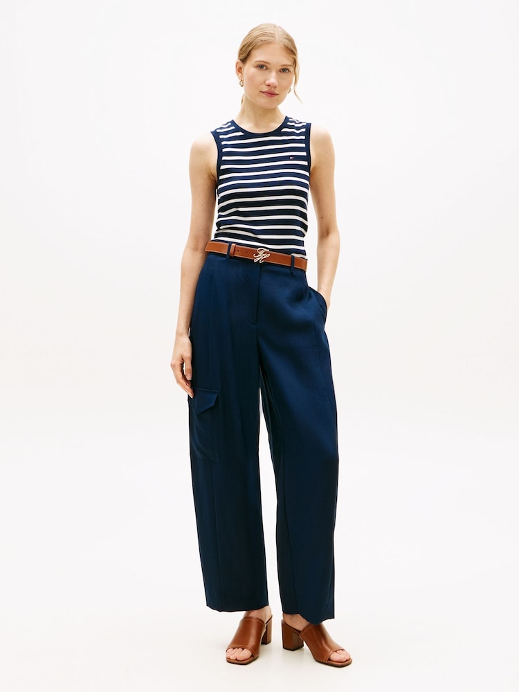 Tommy Hilfiger Blue Slim Crew Neck Tank Top - Image 2 of 5