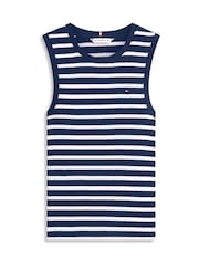 Tommy Hilfiger Blue Slim Crew Neck Tank Top - Image 5 of 5