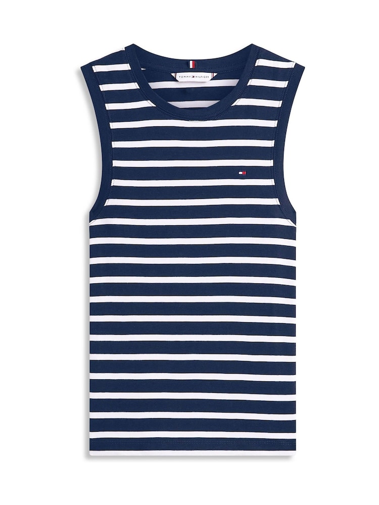 Tommy Hilfiger Blue Slim Crew Neck Tank Top - Image 5 of 5