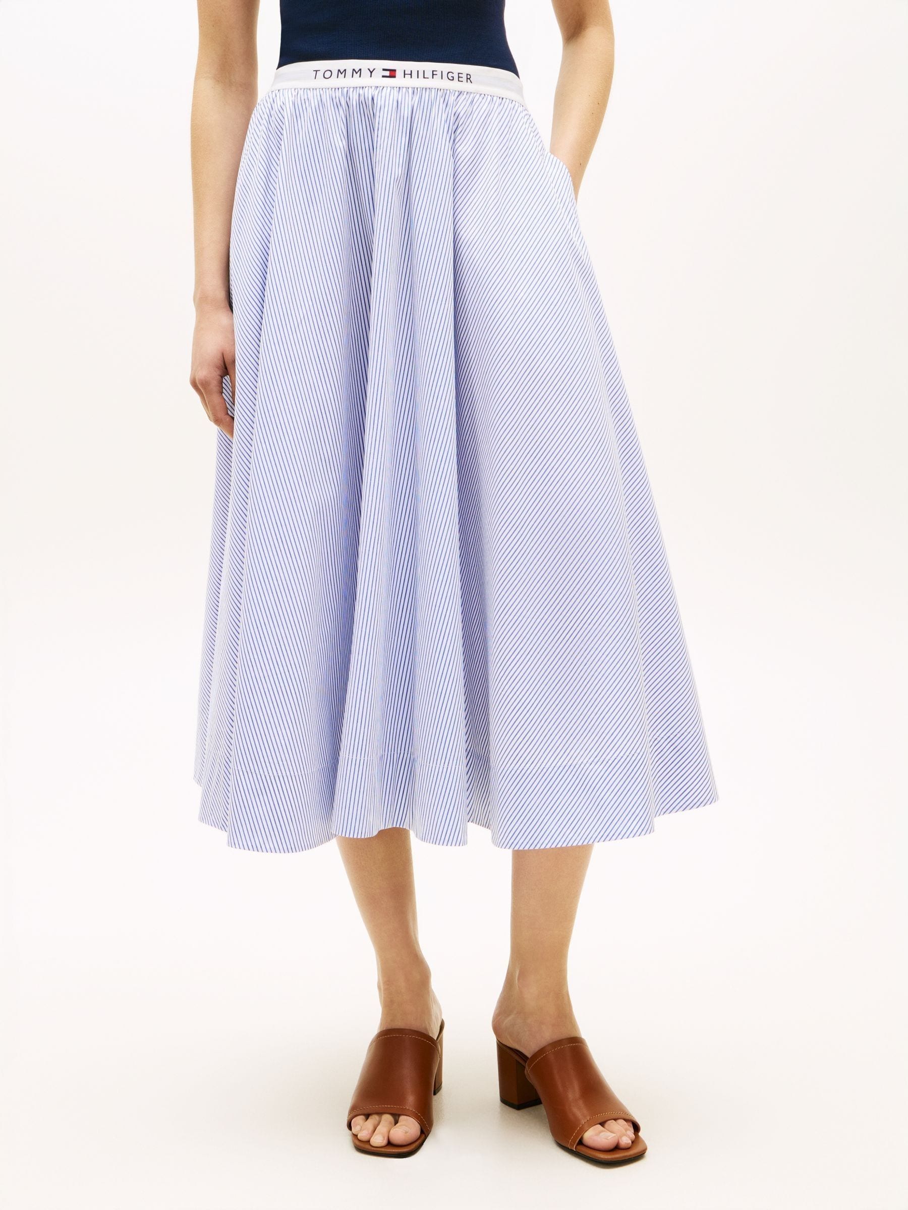 新品　正規品　WOMEN’S WARM LOGO LINE SKIRT Buy Tommy Hilfiger Blue Logo Waistband Midi A-Line Skirt from Next USA