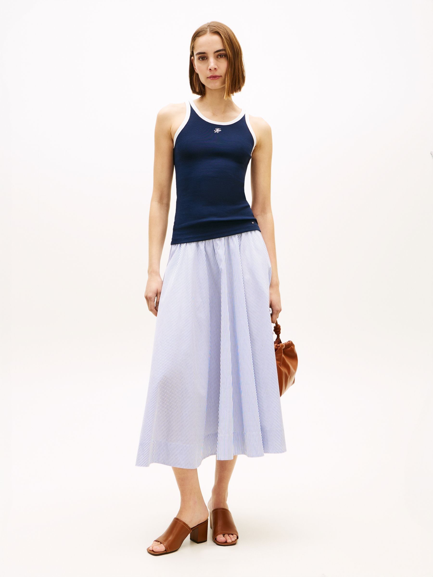 新品　正規品　WOMEN’S WARM LOGO LINE SKIRT Buy Tommy Hilfiger Blue Logo Waistband Midi A-Line Skirt from Next USA