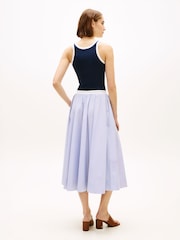 Tommy Hilfiger Blue Logo Waistband Midi A-Line Skirt - Image 3 of 5