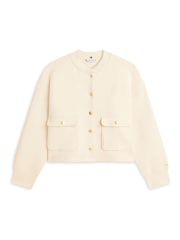 Tommy Hilfiger Gold Tone Button Interlock Knit Relaxed Cardigan - Imaginea 1 din 1