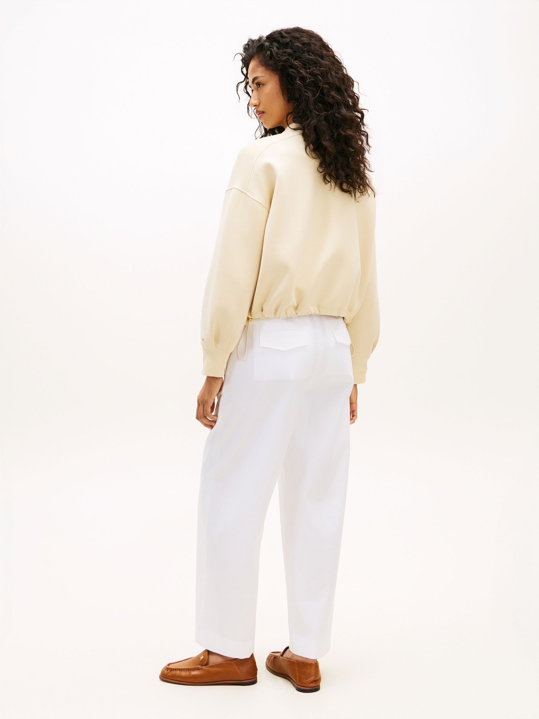 Buy Tommy Hilfiger White Gold Tone Button Interlock Knit Relaxed