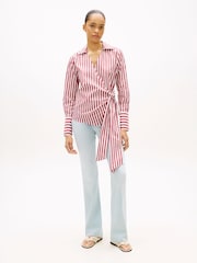 Tommy Hilfiger Red Slim Fit Wrap Knot Poplin Shirt - Image 2 of 5