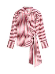 Tommy Hilfiger Red Slim Fit Wrap Knot Poplin Shirt - Image 5 of 5