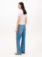 Tommy Hilfiger Pink Cable Knit Short Sleeve Polo Shirt - Image 3 of 5