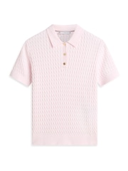 Tommy Hilfiger Pink Cable Knit Short Sleeve Polo Shirt - Image 5 of 5