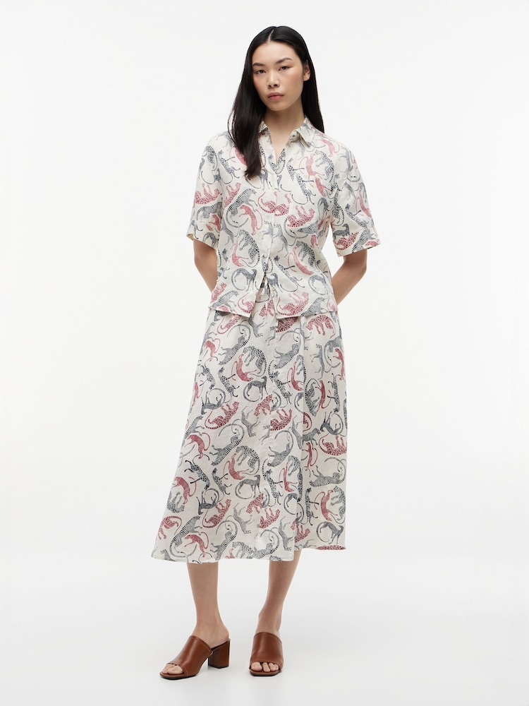 Tommy Hilfiger Pure Linen A-Line Midi Skirt - 画像 2 / 4