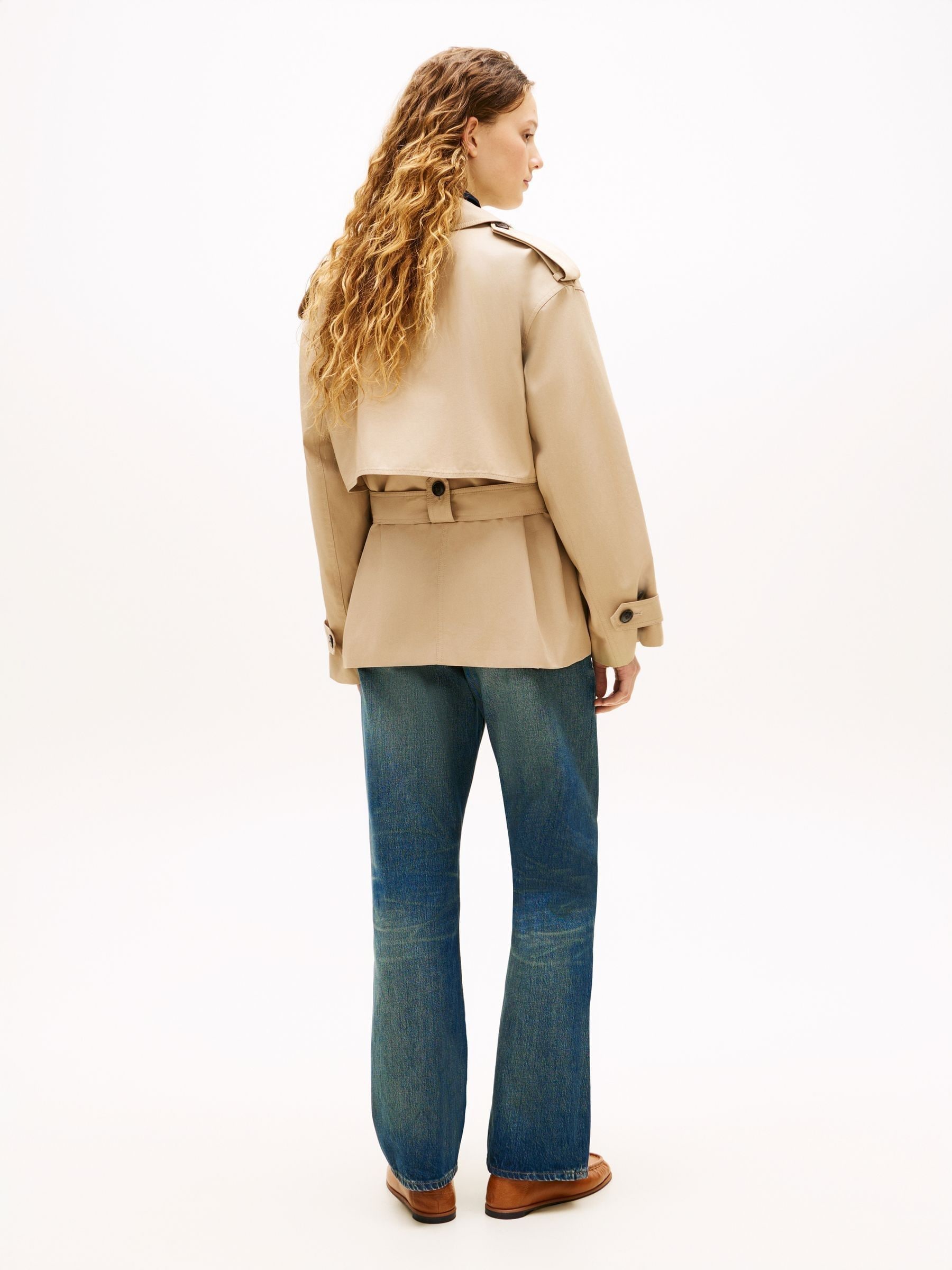 Buy Tommy Hilfiger Cream Water Repellent Relaxed Short Trench Coat