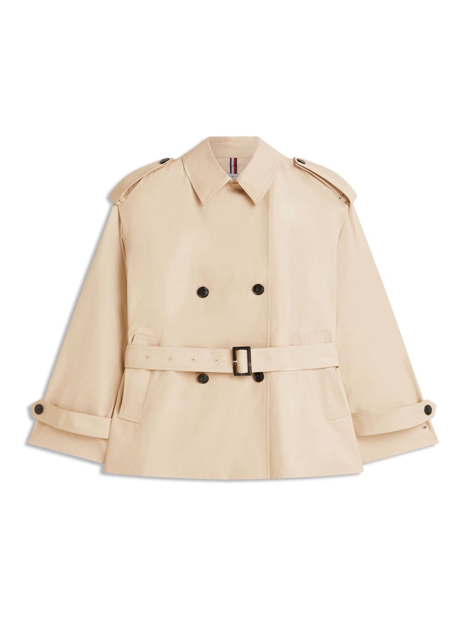 Buy Tommy Hilfiger Cream Water Repellent Relaxed Short Trench Coat