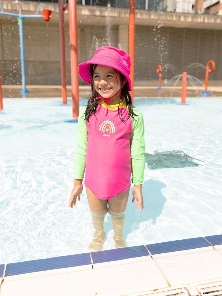 Zoggs Pink Long Sleeve Zip Sun Top - Image 1 of 6