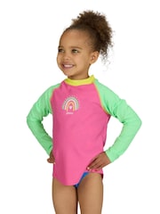 Zoggs Pink Long Sleeve Zip Sun Top - Image 2 of 6