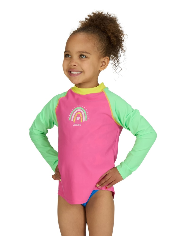 Zoggs Pink Long Sleeve Zip Sun Top - Image 2 of 6
