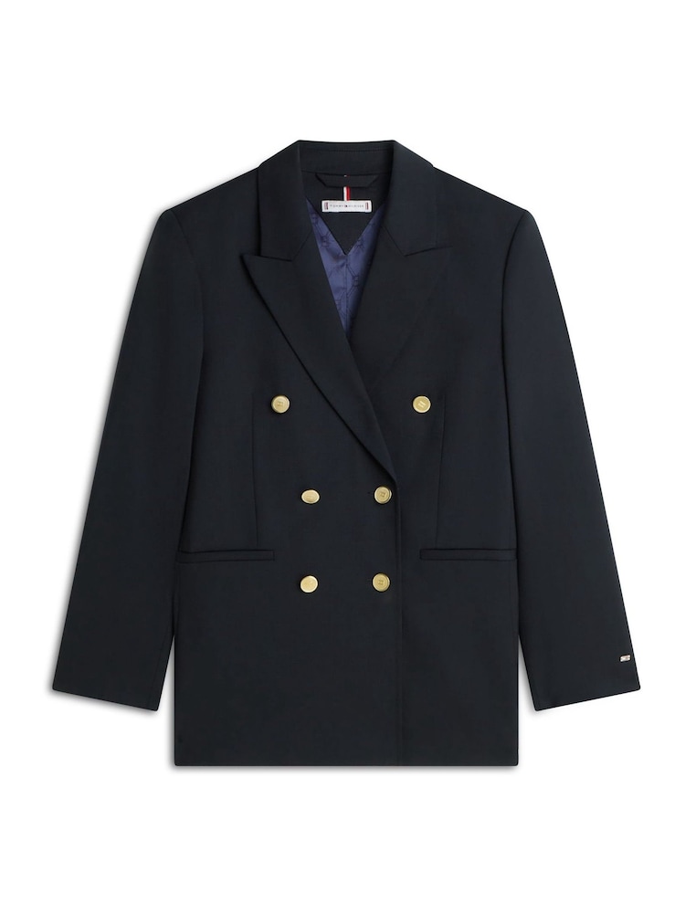 Tommy Hilfiger Blue Timeless Wool Blend Relaxed Double Breasted Blazer - Image 8 of 8