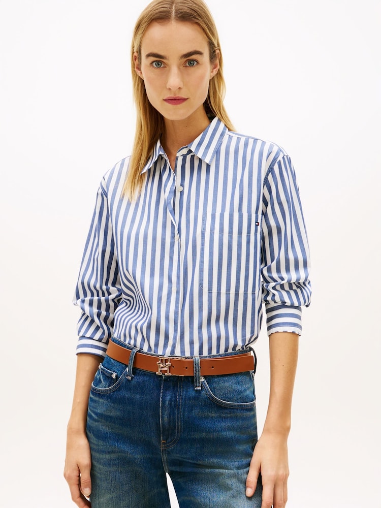 Tommy Hilfiger Blue Classic Oversized Fit Poplin Shirt - Image 1 of 5