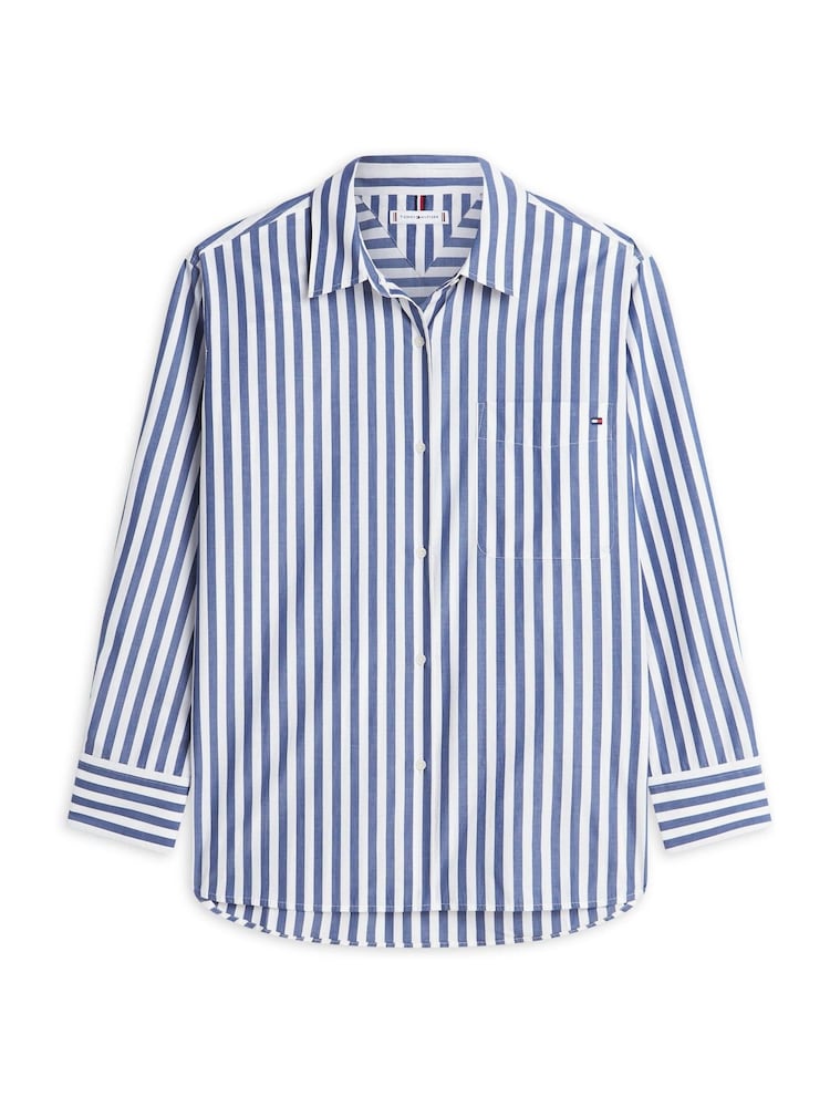 Tommy Hilfiger Blue Classic Oversized Fit Poplin Shirt - Image 5 of 5