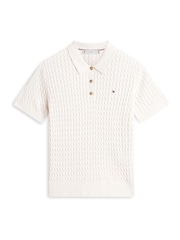 Tommy Hilfiger Natural Cable Knit Short Sleeve Polo Shirt - Image 5 of 5