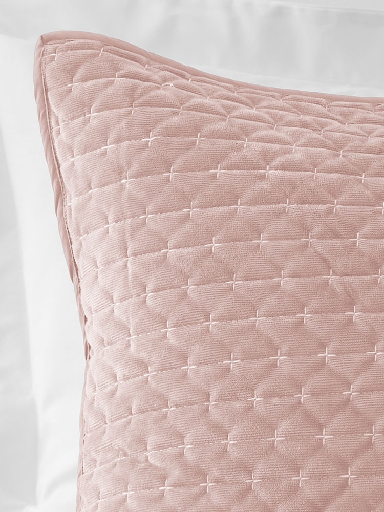 Bianca Pink Attica Velvet Embroidered Pillowsham Pair - Image 2 of 2